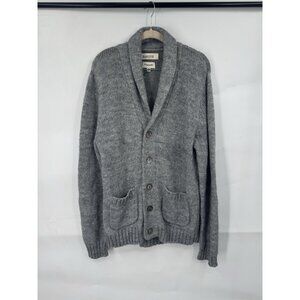 Barque 100% Wool Button Up Sweater Men Medium Silver Knit‎ Minimalist Preppy